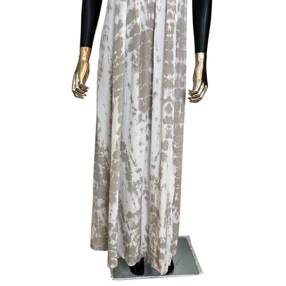Raven + Lily Beige Silk Maxi Dress XS Oversized Boho Resort Tie Back - Picture 5 of 7